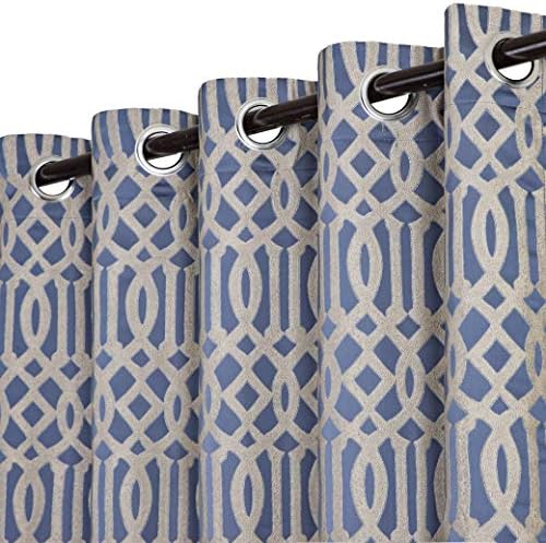 Urban Hues Eyelet Polyester Jacquard Fabric 7 ft Window/Door Curtain (Blue)