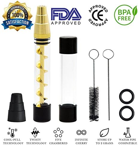 Glass Grinder kit- Come with Glass bottle,4 x O-Rings,2 x Rubber Caps, x Small Cleaning Brush,1x Big Cleaning Brush For Tobacco, Dry Herbs,Tea, Herb Leaves And Spices （Gold） (Gold)