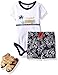 Hudson Baby Unisex Baby Cotton Bodysuit, Shorts and Shoe Set, Surf Car, 6-9 Months