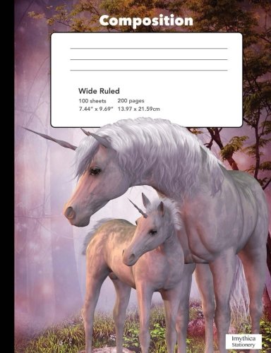 Magical Starlight Unicorn Composition Book Wide Rule Writing Paper Notebook