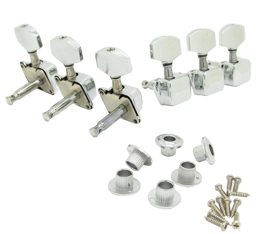 Pxyelec 6-PCS 3L3R Semiclosed Guitar Tuning Pegs Machine Heads, Locking Tuners Tuning Keys Set for Acoustic, Classical, Electric Guitar Replacement, Chrome