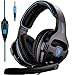 SADES SA810 New Updated Xbox One Headset Over Ear Stereo Gaming Headset Bass Gaming Headphones with Noise Isolation Microphone for New Xbox One PC PS4 Laptop Phone(NewBlack)