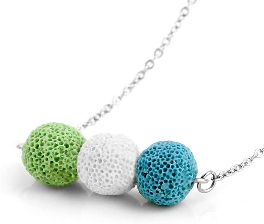 Colorful Lava Rock Aromatherapy Essential Oil Diffuser Necklace Gift Set for Women