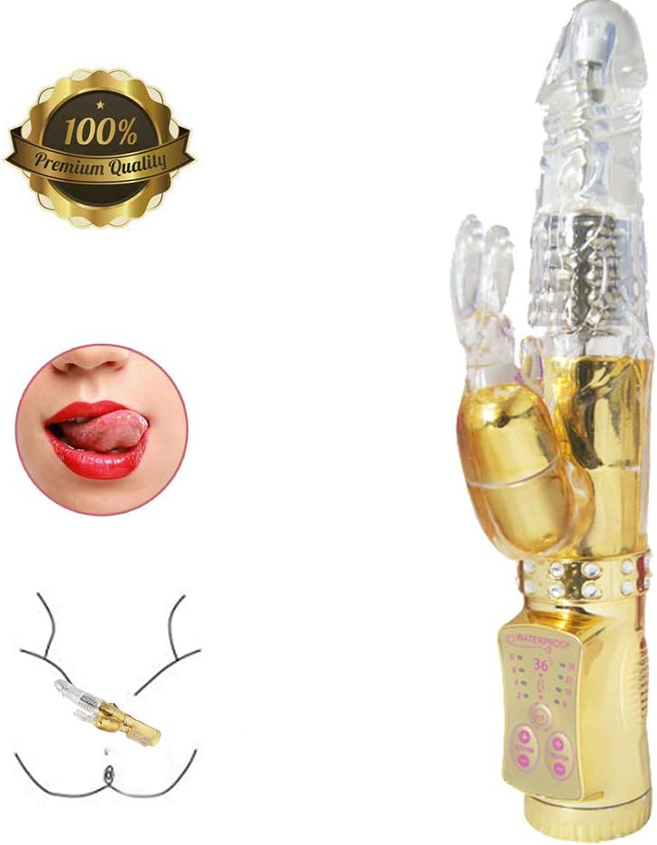 Vibrantor Mini Bullet for Women Hand-Held Rotating Beads Charging Massage Stick Rabbit Ears Waterproof Mute Magic Wand Gold by ALBK