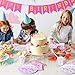 TRENDY BRANDY Unicorn Birthday Party Supplies Set - Pink Tableware Pack Includes Disposable Paper Plates, 9 Oz Cups, Straws, Napkin and Bunting Banner - Serves 12 Guests for Girls