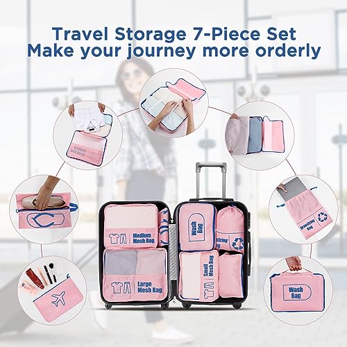 AiQInu 7-Piece Waterproof Packing Cube Set Travel Organizer for Clothes, Shoes, Underwear
