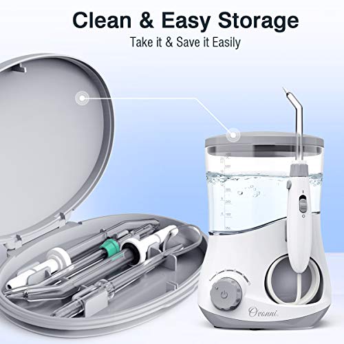 Water Flosser Teeth Cleaner, Ovonni Dental Water Pick Electric Oral Irrigator with 7 Jet Tips For Braces, Implants, Bridges, 10 Pressure Settings and 600ML Capacity for Whole Family