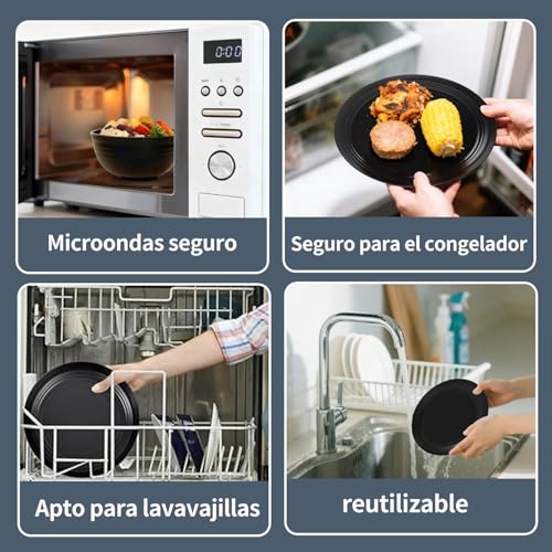 62 Pcs Juegos De Vajilla De Paja De Trigo,Platos De Paja De Trigo,Sin Bpa,Irrompibles Reutilizables Y Ligero,Aptos Para Lavavajillas Y Microondas,Para Acampar,Picnics,Dormitorio,Rv,Reunión Familiar