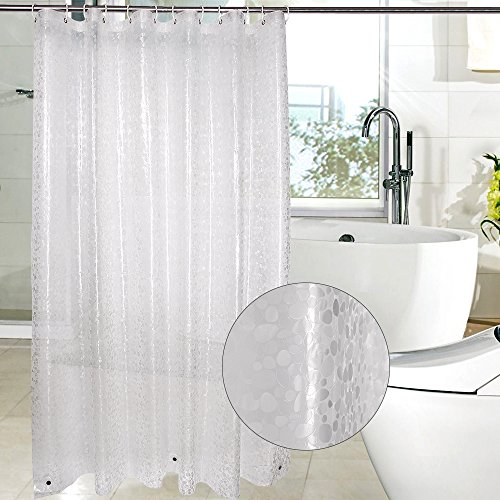 WELTRXE EVA Shower Curtain Water Repellent,No Chemical Smell Shower