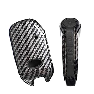 ontto Carbon Fiber Texture Key Fob Cover with Keychain keyring Smart Remote Key Case Jacket Shell Skin Full Protection Compatible with Kia Kia Stinger Black