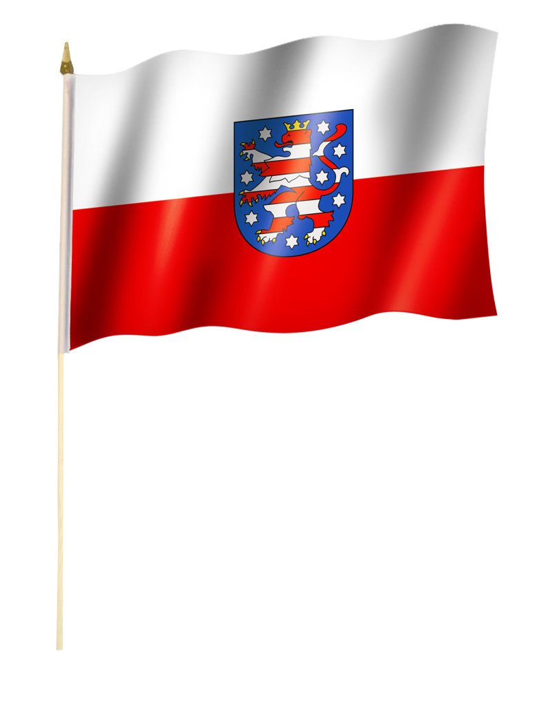 Stick Flag of Thuringia Flag Approx. 30 x 45 cm with Approx. 60 cm Stick