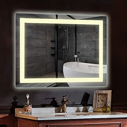 HAUSCHEN HOME Lighted Vanity Mirror 32 x 40 inch , Wall Mounted Mirror
