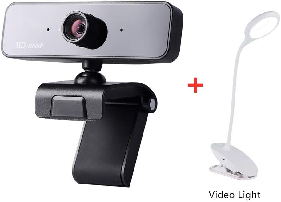 KCatsy Webcam 1080P Web Camera with Built-in Microphone USB Plug & Play for Skype Live Class Conference Video Camera Desktop Laptop Webcams with Video Light