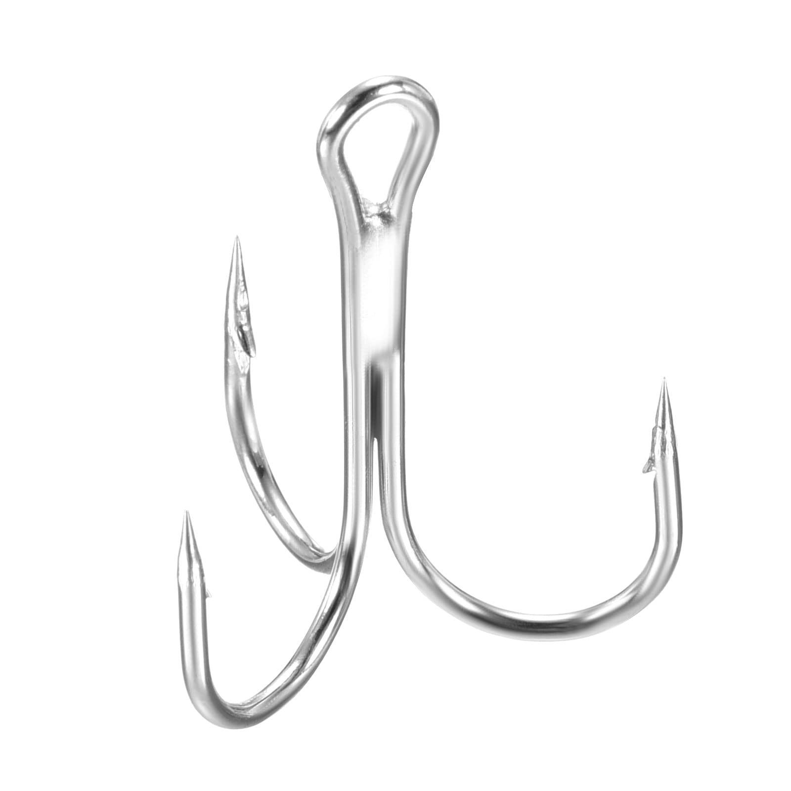 PATIKIL 2# Treble Fish Hooks, 20 Pack 1.02" L Carbon Steel Sharp Round Bend Hook Triple Barbed Hook for Freshwater Saltwater, White