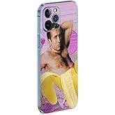 HAIKer Happy Phone Nicholas Case Compatible with iPhone 15 in Banana Cage Funny Vaporwave Side Striped Soft Phone Shockproof Cover