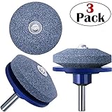 Rednow 3Pcs Lawn Mower Sharpener Lawnmower Blade Sharpener for Power Drill Hand Drill (Blue)
