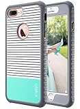 ULAK iPhone 7 Plus Case, Slim Shockproof Flexible TPU Bumper Case Durable Anti-Slip Lightweight Front and Back Hard Protective Safe Grip Cover for Apple iPhone 7 Plus 5.5 inch Mint Stripes Minimal