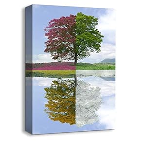 Canvas Wall Art Abstract Tree Painting Artwork for Home Prints Framed - 12x18 inches