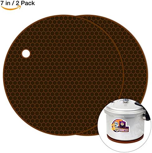 Silicone Pot Holder 2 Pack, Circular Cup Insulation Mat, Flexible And durable, Heat Resistant HB-GJD/Round/Brown/2 Pcs
