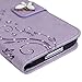 S5 Case, Samsung Galaxy S5 Case - Mavis's Diary 3D Handmade Wallet Bling Crystal Diamonds Butterfly Fashion Embossed Floral Premium PU Leather with Wrist Strap Card Slots Magnetic Clasp Cover - Violet