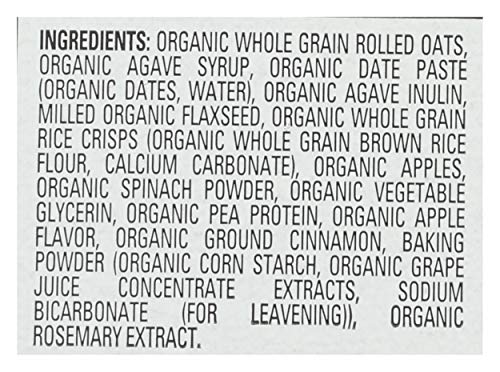 HAPPY TOT ORGANICS FIBER & PROTEIN SOFT-BAKED OAT ORGANIC TODDLER SNACK APPLE & SPINACH, ORGANIC GLUTEN FREE KOSHER NON-GMO, 4.4 OUNCE BARS (PACK OF 5)