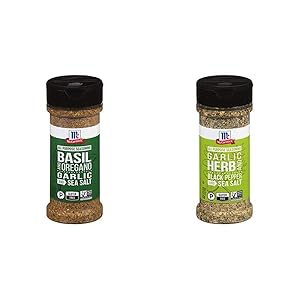 McCormick Basil, Oregano, Garlic & Sea Salt All Purpose Seasoning, 3.25 oz & Garlic, Herb, Black Pepper & Sea Salt All Purpose Seasoning, 4.37 oz