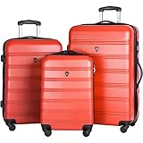Merax Travel House Luggage Expandable Spinner Set, Red, 3 Piece