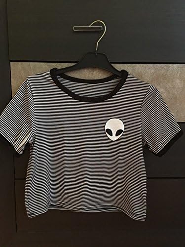 Embiofuels £¨TM£Embroidery Design Aliens T Shirts Women Short Sleeve Tee Shirt Comfortable Female Students T-shirts Teenagers[XL-Black]
