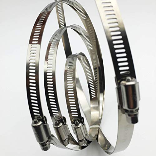 4Pcs 6" Adjustable 304 Stainless Steel Duct Clamps Hose Clamp Pipe Clamp Air Ducting Clamp Worm Drive Hose Clamps - Thumbnail 2