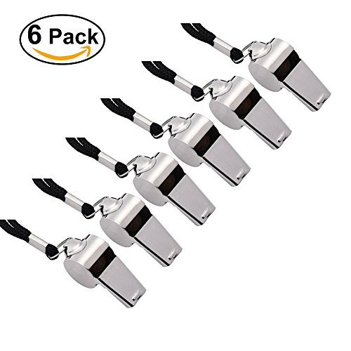 Giveet Metal Whistle with Lanyard, Stainless Steel and Durable, Extra loud Referee Coach Whistles for Football, Basketball, Soccer, School, Lifeguard Emergency, Pack of 6 PCS - Thumbnail 6