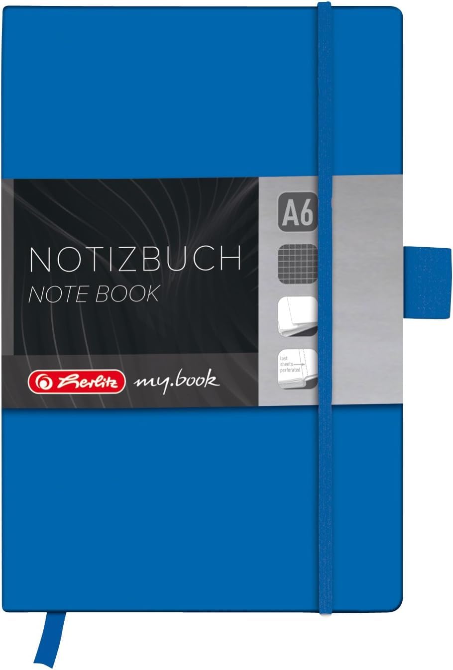 herlitz A6 Squared My Book Classic Hardcover Notebook with Book Ribbon and Pen Loop - Blue