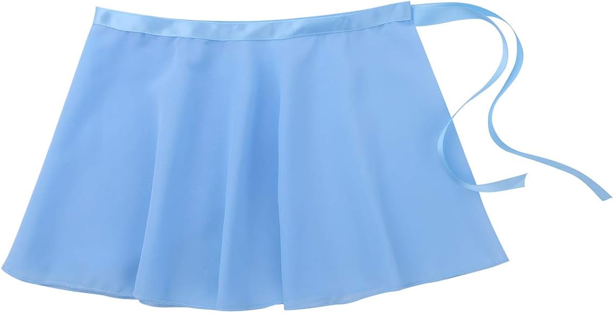 inlzdz Kids Girls Ballet Basic Wrap Skirt with Tie Waist Chiffon Tutu Dress Gymnastics Leotard Dancewear: Clothing