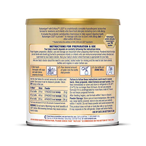 Enfamil Nutramigen Infant Formula Hypoallergenic Lactose Free Formula With Enflora Lgg Powder Can 12 6 Oz Pack Of 6 Amazon Co Uk Business Industry Science