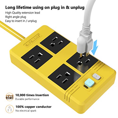 SAFEMORE GFCI Power Strip 4 Outlet Surge Protector with RCD Leakage