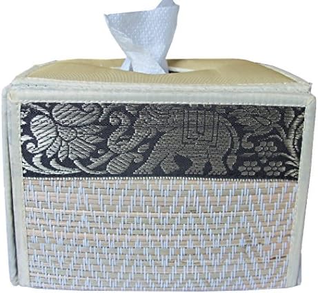 Reed Tissue Box Made From Natural Material Classic Elephant Style Size Height 3.8 "Wide 5" Long, 5.5".