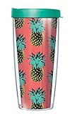 Pop Art Pineapple Pink Traveler 16 Oz Tumbler Cup with Teal Lid