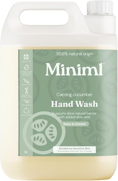 Miniml Hand Soap Wash Liquid 5L Refill Cucumber Aloe Vera Vegan Cruelty Free