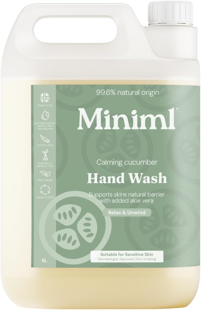 Miniml Hand Soap Wash Liquid 5L Refill Cucumber Aloe Vera Vegan Cruelty Free