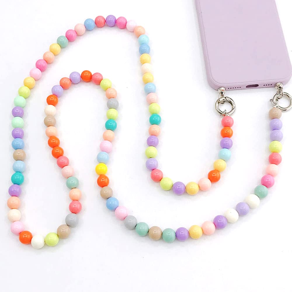 Duories Universal Colourful Acrylic Beads Mobile Phone Chain Bag Chain, Mobile Phone Lanyard Case Pendant Wrist Strap Chain Neck Strap Hanging Chain Beads Phone Carry Strap for Bag