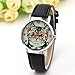 Cute Cat face pattern PU Leather Dress Watch(Black)