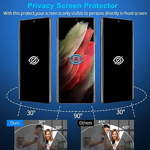 [2+1 Pack] Galaxy S21 Ultra Privacy Screen Protector, 9H Tempered Glass