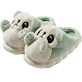 HANDKEI Cute Women's Panda Slippers - Non-Slip Thick-Soled Fuzzy Indoor Animal Slippers | Warm & Cozy Indoor Slippers, Perfect for, Easter & Christmas