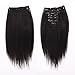 OrderWigsOnline Clip In Thick Human Hair Extensions Virgin Remy Human Hair 7 pieces 120gram/4.2oz Grade 8A for Thin Hair Natural Black for Black Women Yaki Kinky Straight 18inch