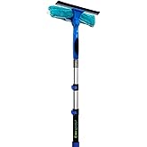 EVERSPROUT Swivel Squeegee &amp; Microfiber Window Scrubber, 1.5 to 3ft Pole | 2-in-1 Window &amp; Glass Cleaning Combo, Swivels to 7 Angles, 10-inch Blade, 8-10ft Standing Reach, Machine Washable, Non-Slip