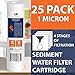 Aquaboon 25 Pack of 1 Micron Sediment Water Filter Cartridges
