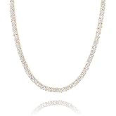 Lulu Mel Tennis Necklace for Women Men, 3/4/5mm Gold Plated Classic silver Tennis Chain Choker Necklace 16-24 Inches, Iced Out 5A Cubic Zirconia Stones Diamond Chain Lady Fashion Dainty Jewelry