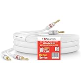 Nakamichi Excel Series 24k Gold Plated Banana Plugs with Speaker Cable Wire 99.9% Oxygen-Free Copper (OFC) Heavy Duty Braided for Amplifier Hi-Fi Home Theatre - White (12 AWG / 6 feet / 1.8m)
