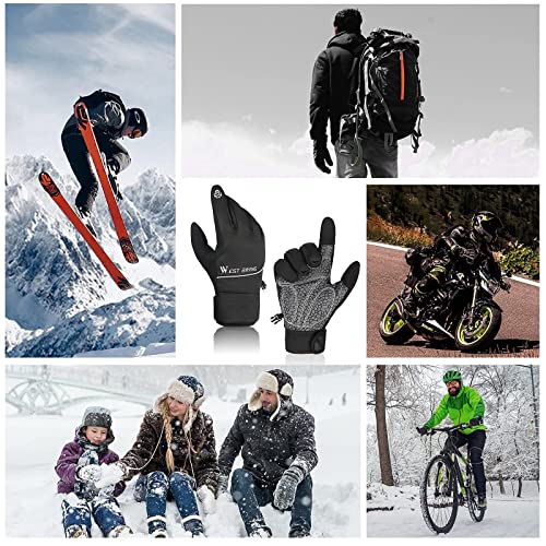 HONGYEA Fahrradhandschuhe Herren Damen - Winter Warme Handschuhe wasserdichte Touchscreen Sporthandschuhe,Thermo Fleece Winddichte Laufhandschuhe MTB Reithandschuhe Motorradhandschuhe