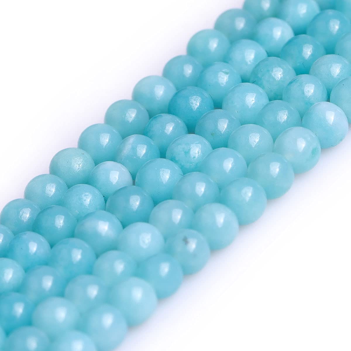 GEM-Inside AAA Grade Natural 4mm Blue Amazonite Round Gemstone Semi Precious Loose Beads for Jewellery Making 15''