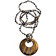 Yomisa Boho Necklaces for Women Men Long,33/34/35 Inch Natural Jasper Agate Tiger Eye Beaded Stone Pendant Necklaces for Women Trendy,Handmade Bohemian Western Bead Necklace Fashion Charm Jewelry Gift